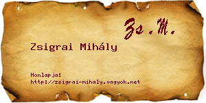 Zsigrai Mihály névjegykártya